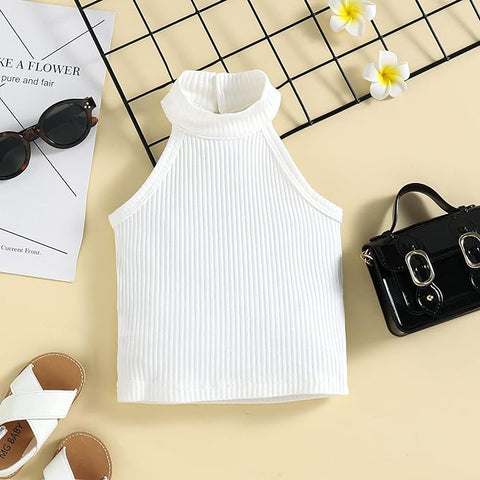 Girls Sleeveless Halter Neck Top and Contrast Shorts with Belt & Wallet, Partywear Co-ords Set