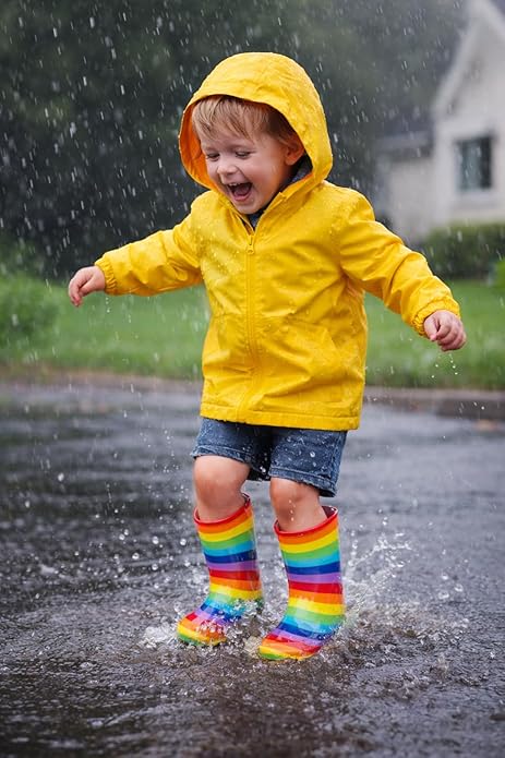 Kids Rainbow Stripe Rain Boots