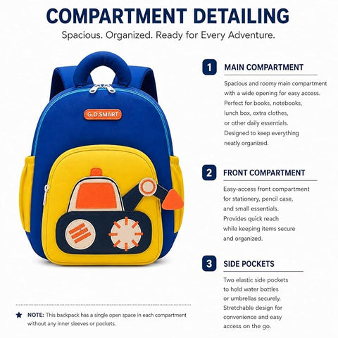 Kids Excavator Preschool School Bag | Construction JCB Backpack