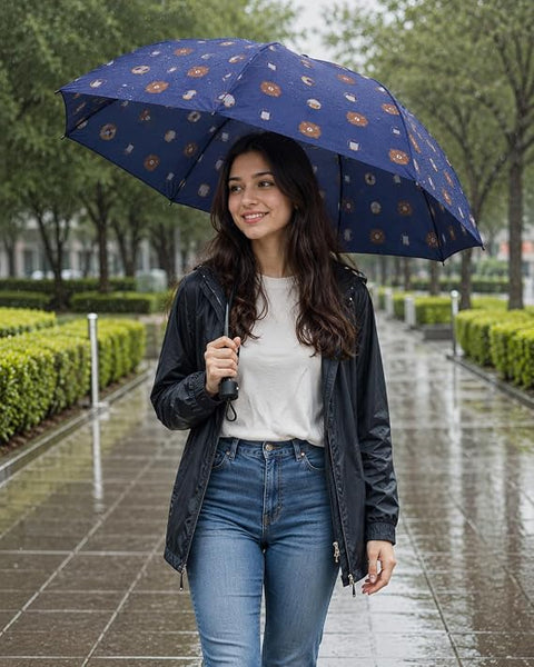 Bear Print 3 Fold Rain Umbrella | Travel Umbrella wid Cover