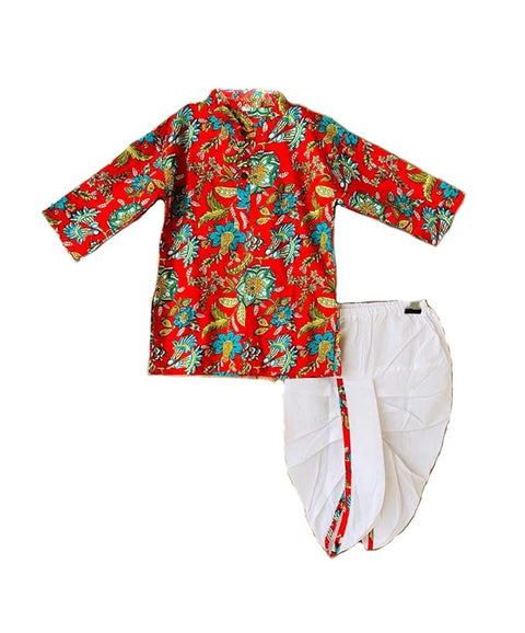 Printed Cotton Kurta with Dhoti Pants Set for Infant Toddler Little Boys