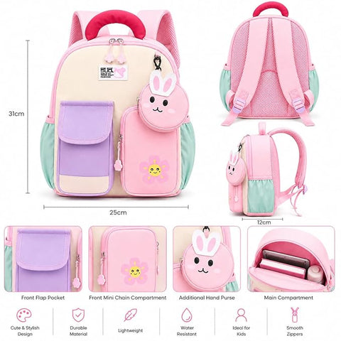 Kids Bunny School Bag Backpack with Coin Purse