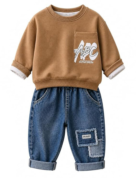Boys Graphic Sweatshirt & Denim Jeans Co-ord Set