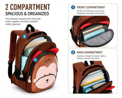 Kids 3D Cartoon School Backpack for Boys N Girls