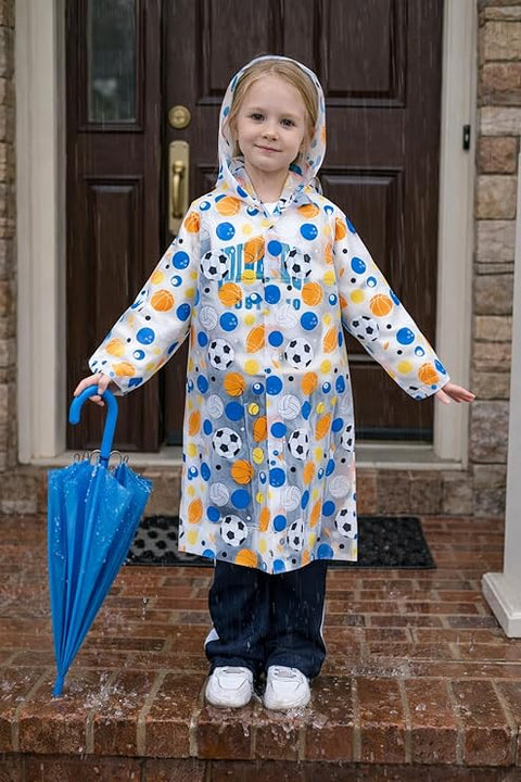 Kids Printed Hooded Raincoat Suitable For 4-8 Years