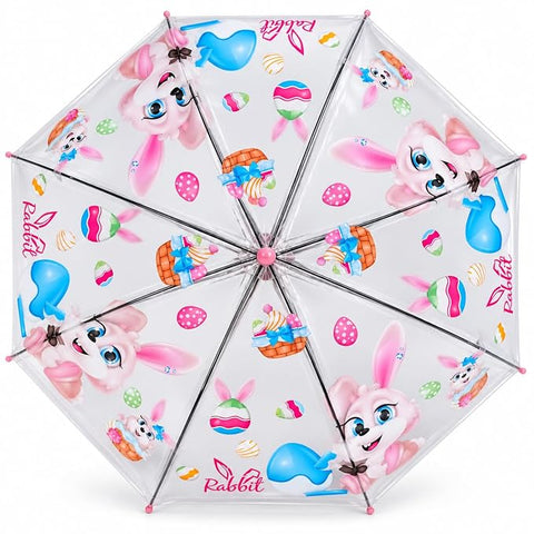Kids Auto Open Clear Rabbit Umbrella with Whistle