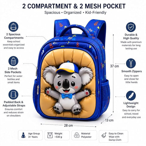 3D Puffy Cartoon Backpack School Bag for Kids