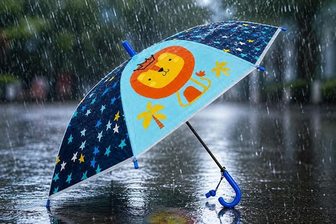 Kids Auto Open Lion Rain Umbrella