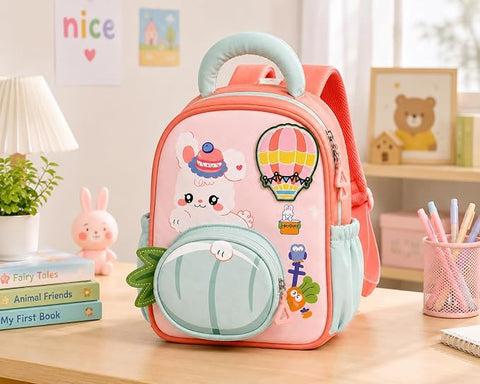 Bunny in Hot Air Balloon School Bag Backpack for Girls