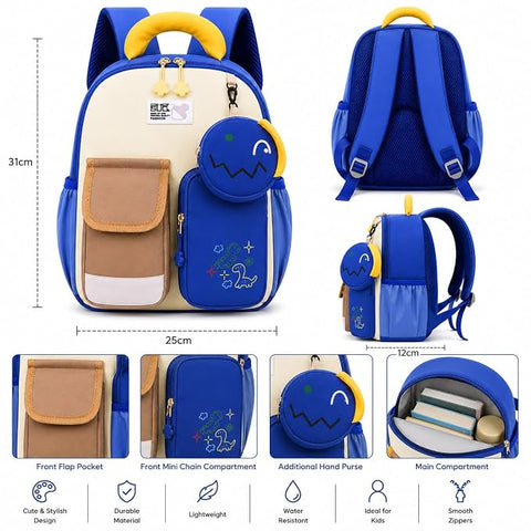 Kids Dino & Bunny School Bag Backpack with Coin Purse