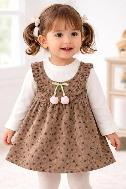 Baby Girls Floral Corduroy Full Sleeve Dress