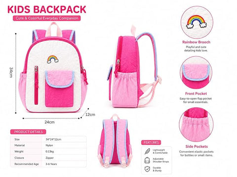 Waterproof Crinkle Rainbow School Bag Backpack for Girl Boy