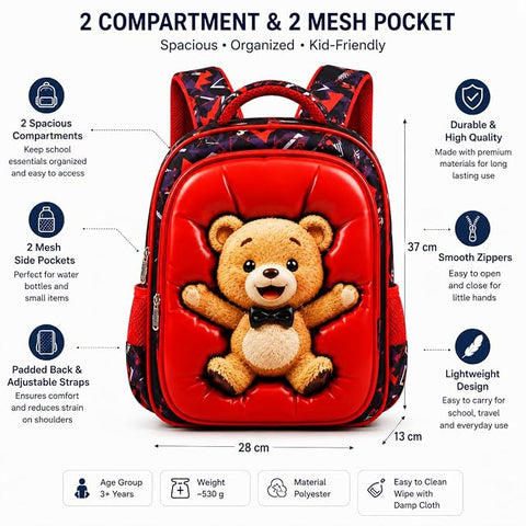 3D Puffy Cartoon Backpack School Bag for Kids