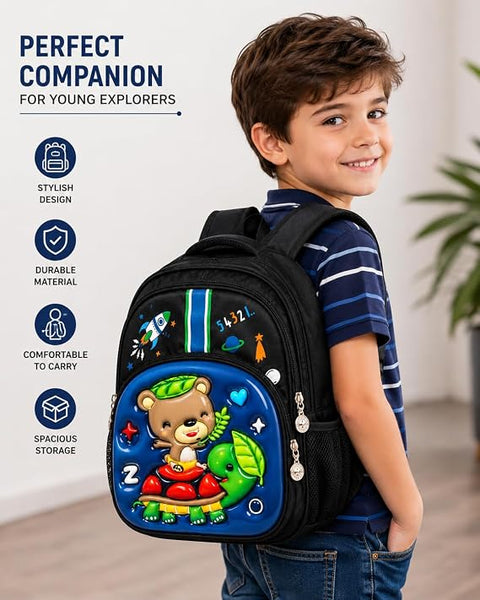 Kids 3D Cartoon School Bag with Multi Compartments & Pockets