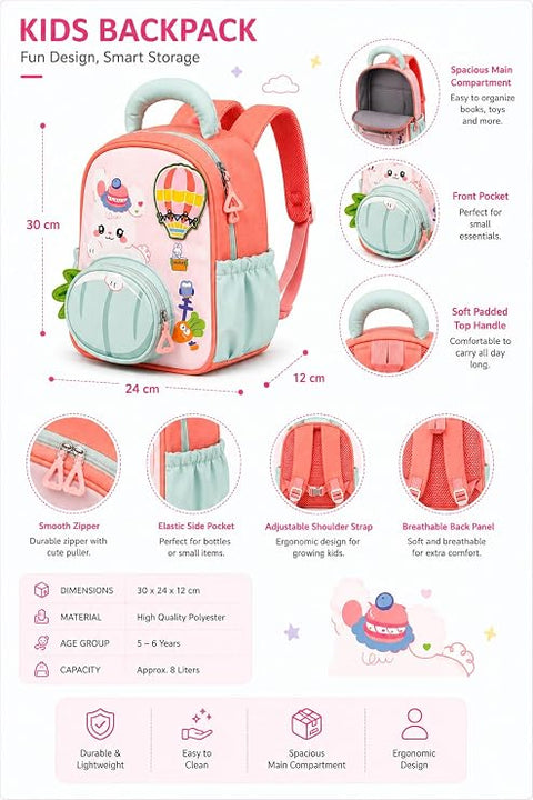 Bunny in Hot Air Balloon School Bag Backpack for Girls