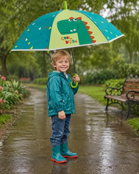 Kids Auto Open Dinosaur Rain Umbrella