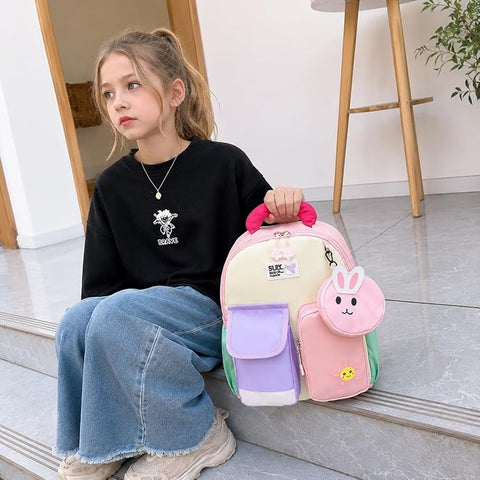 Kids Bunny School Bag Backpack with Coin Purse