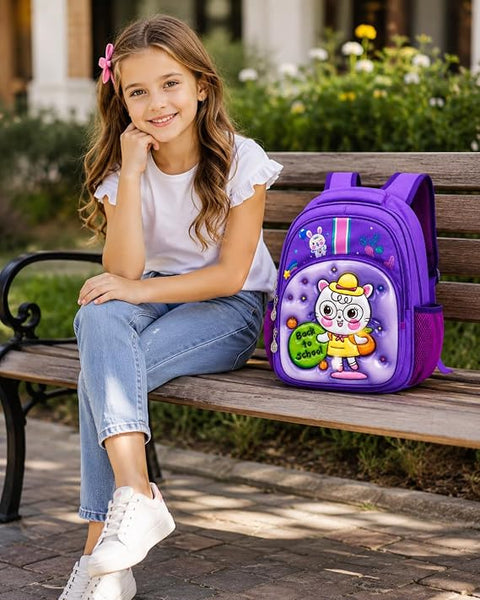 Kids 3D Cartoon School Bag with Multi Compartments & Pockets
