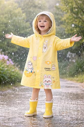 Kids Yellow Hooded Raincoat