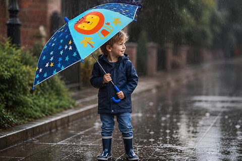 Kids Auto Open Lion Rain Umbrella