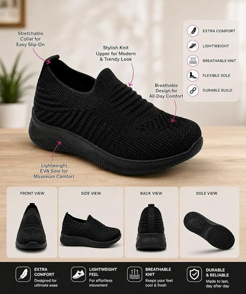 Kids No Lace Slip-On Casual Sneakers School Shoes