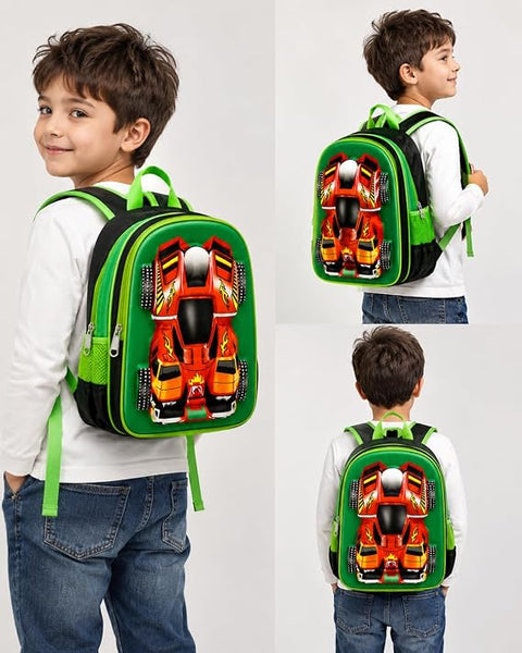 3D Racing Car School Backpack For Kids