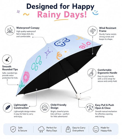 All Over Print 5 Fold Mini Travel Umbrella