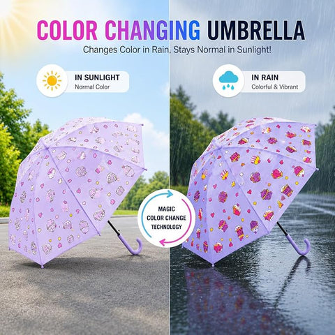 Kids Cupcake Colour Changing Magic Umbrella with Whistle