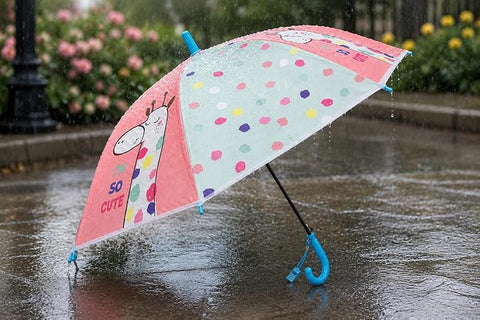Kids Auto Open Giraffe Rain Umbrella