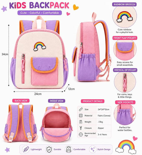 Waterproof Crinkle Rainbow School Bag Backpack for Girl Boy