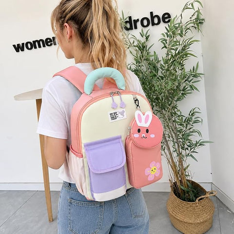 Kids Dino & Bunny School Bag Backpack with Coin Purse