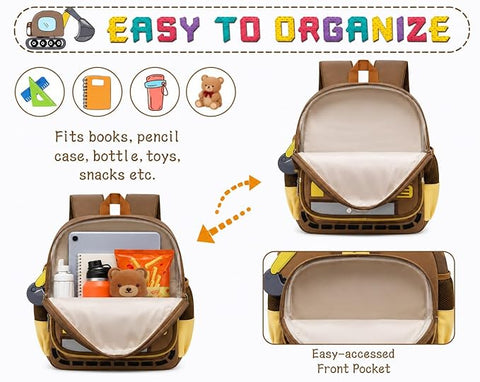 Kids Excavator Construction Vehicle School Bag