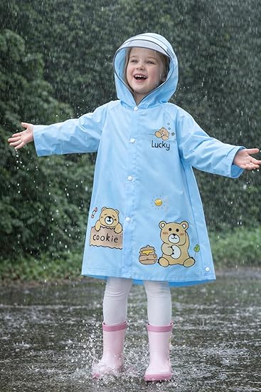 Kids Blue Hooded Raincoat
