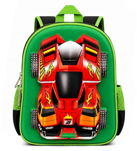 3D Racing Car School Backpack For Kids