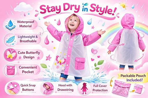 Pink EVA Hooded Raincoat Set