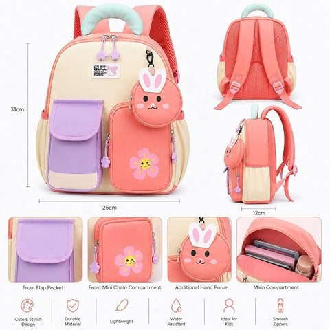Kids Bunny School Bag Backpack with Coin Purse