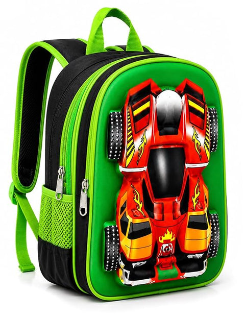 3D Racing Car School Backpack For Kids