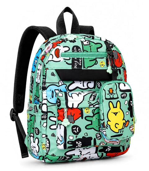 Cartoon Graffiti School Backpack with Detachable Pouch