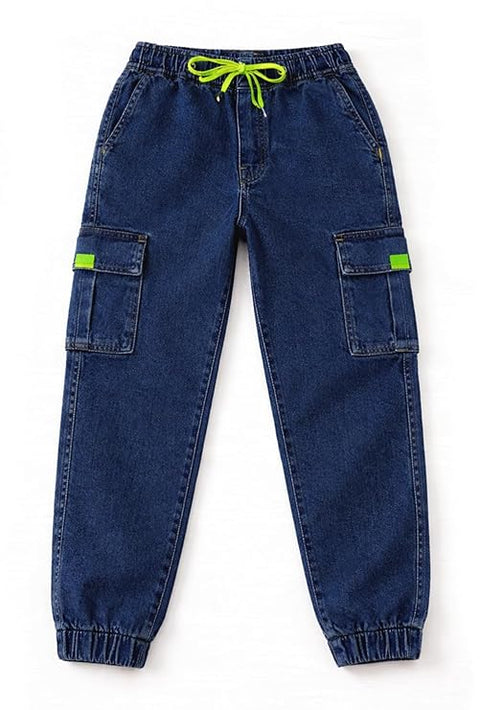 Kid's Trendy Cool Washed Casual Denim Jeans Pant with Elasticated Waistband
