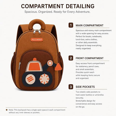 Kids Excavator Preschool School Bag | Construction JCB Backpack