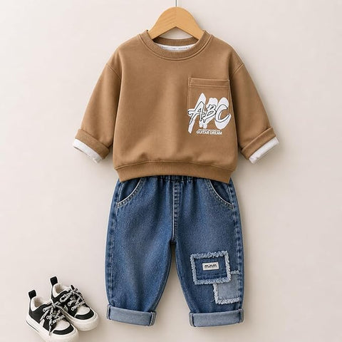 Boys Graphic Sweatshirt & Denim Jeans Co-ord Set