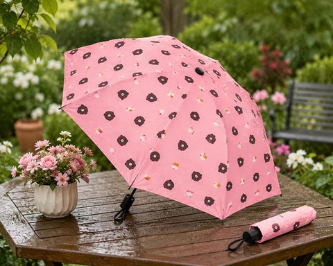 Bear Print 3 Fold Rain Umbrella | Travel Umbrella wid Cover