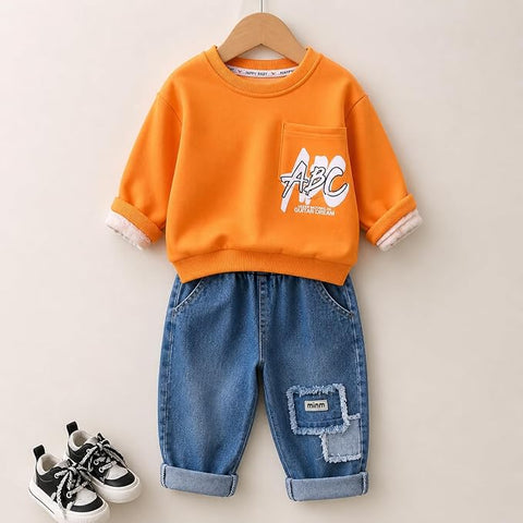 Boys Graphic Sweatshirt & Denim Jeans Co-ord Set