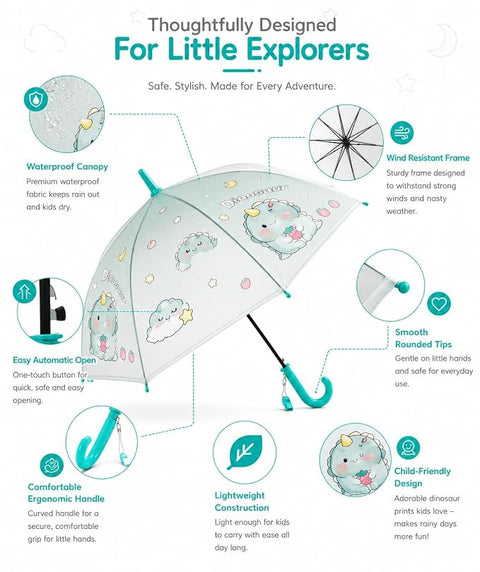 Kids Dinosaur Umbrella | Auto Open Sun & Rain Umbrella