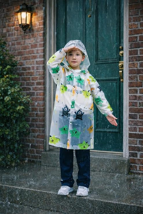 Kids Printed Hooded Raincoat Suitable For 4-8 Years