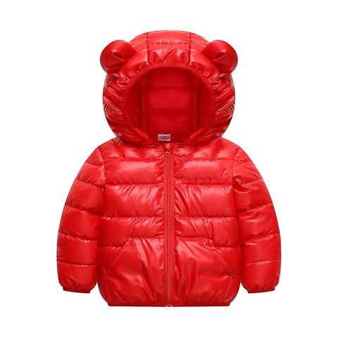 Kids Cartoon LED Light Patch Shiny Sparkling Quilted Winter Kid's Warm Hood Puffer Bomber Jacket for Infant Toddler Boys & Girls