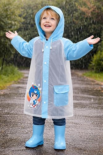 Blue EVA Hooded Raincoat