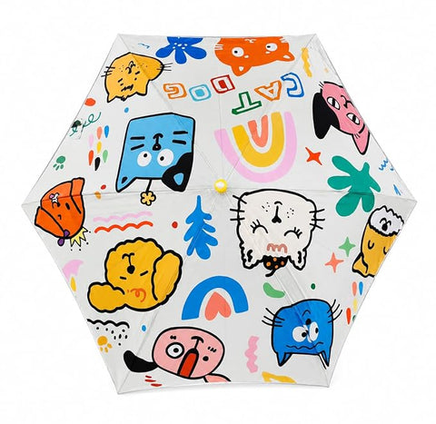 Kids Random Print Yellow Umbrella with Safe Rounded Edge & Rolling Wheel