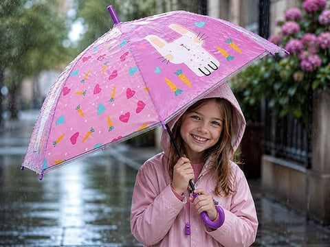 Kids Auto Open Cartoon Rain Umbrella