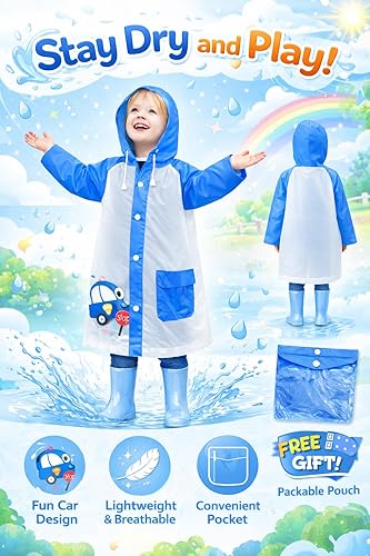 Blue EVA Hooded Raincoat